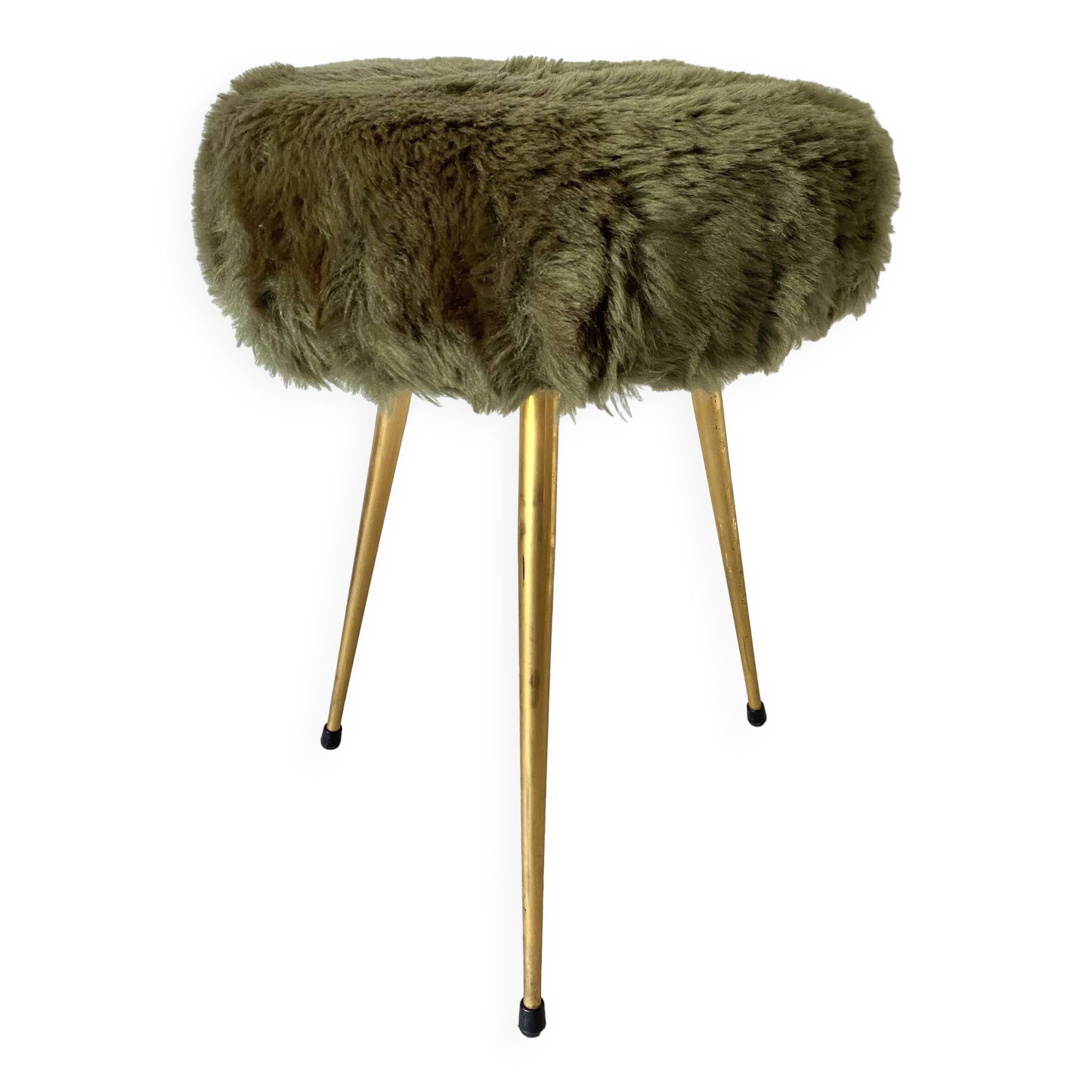 Pelfran khaki moumoute stool, 1960s