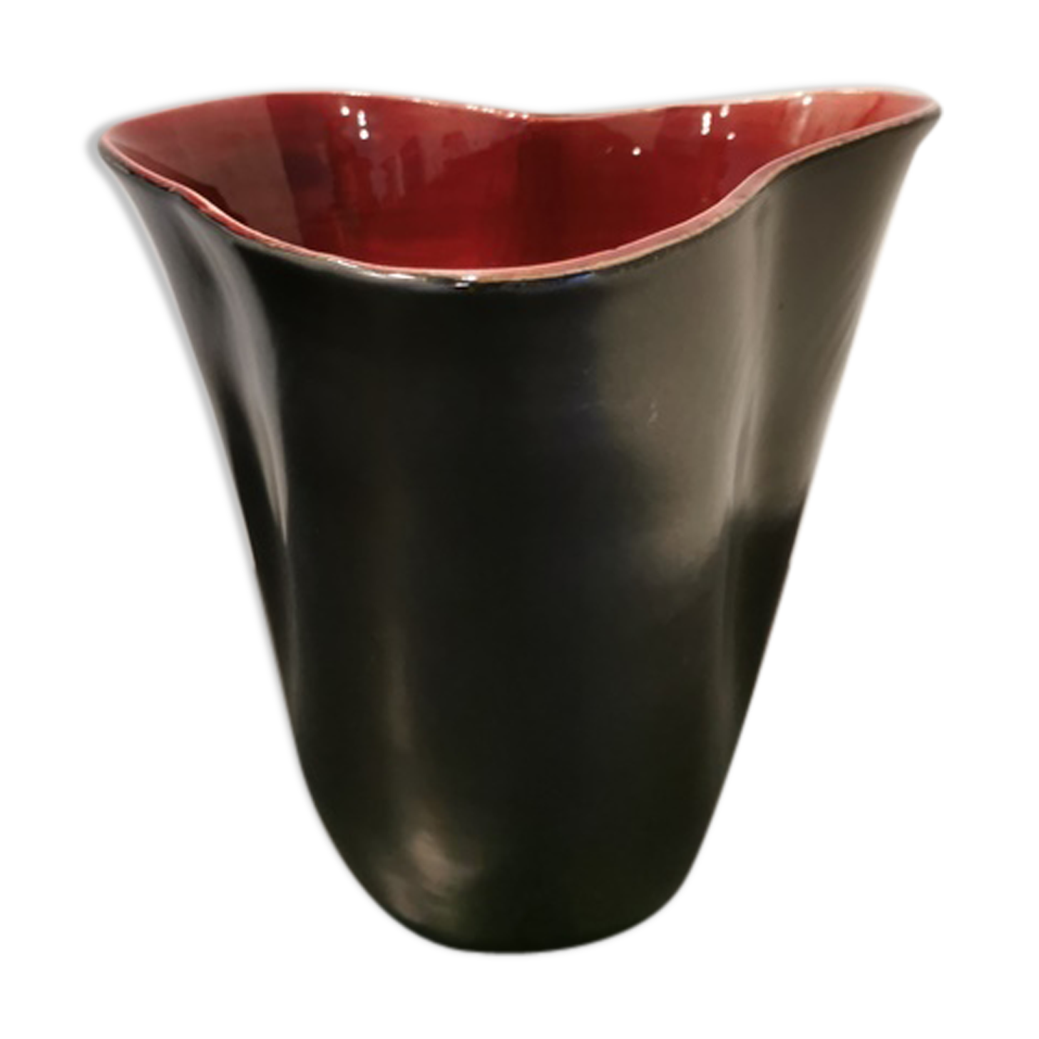 Vase Elchinger noir et bordeau