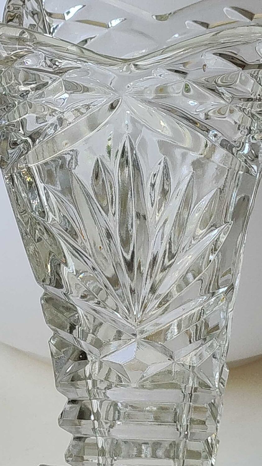 Pair of Czech Boho Art Deco vase, Bohemian crystal. Design and refined