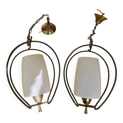 Paire de suspensions en opaline