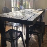Set of 3 vintage 50s perforated metal stools