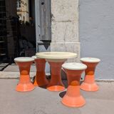Vintage 70s coffee table and 4 stools