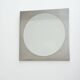 Round mirror with a square brushed aluminium frame, 1970-1980.