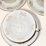 6 vintage white and gold porcelain teacups – 50s style – paste