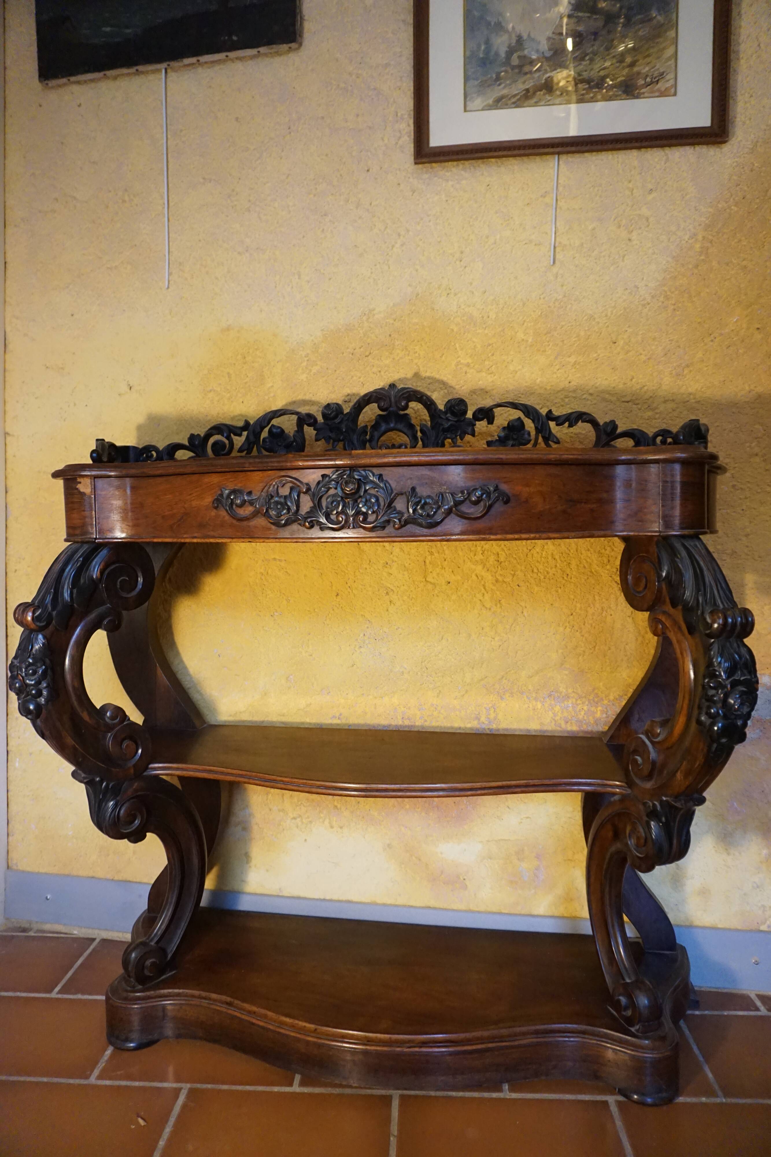 Mahogany console from around 1860.