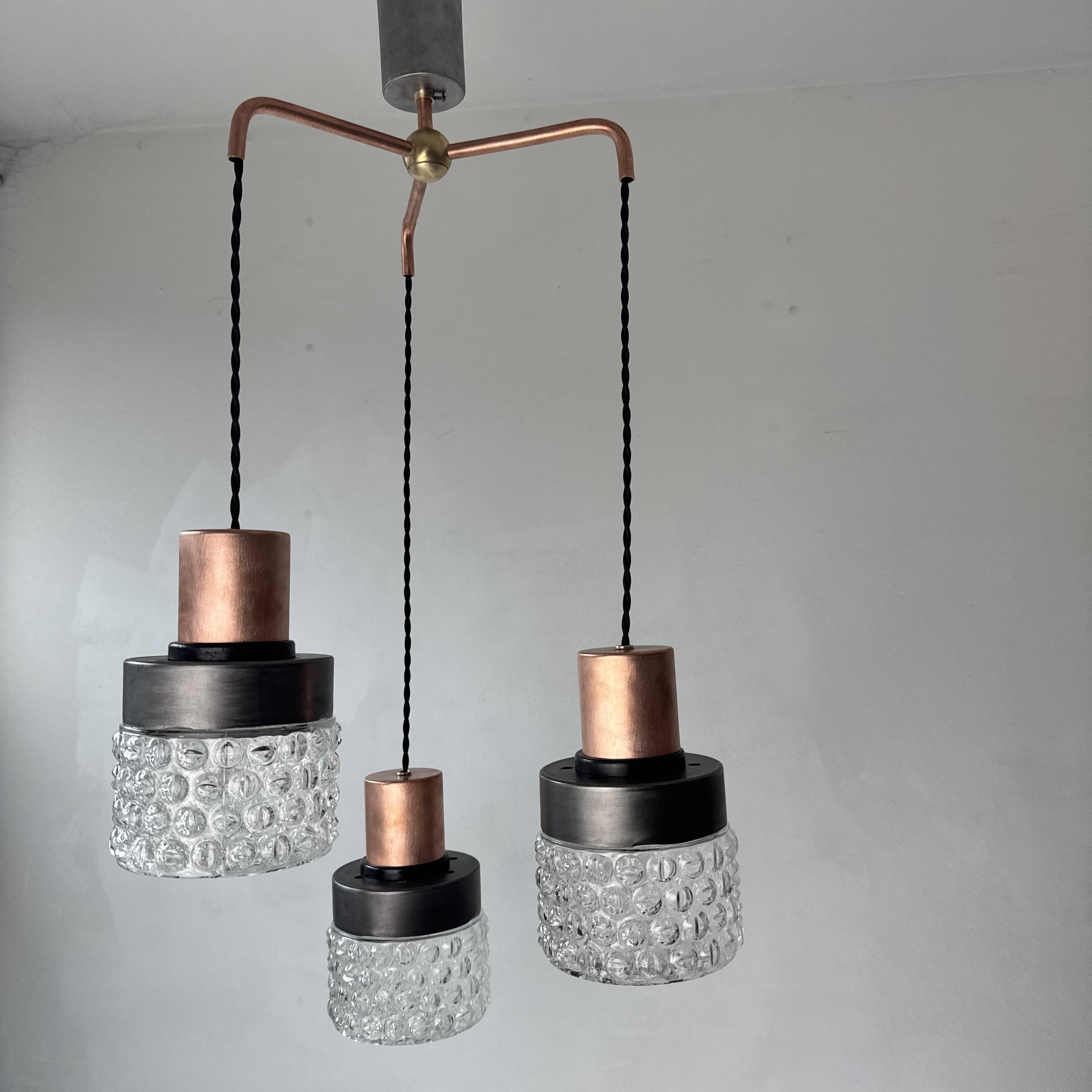Old cascade chandelier 3 lights 1970 vintage