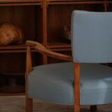 Modern Danish, curved oak chaise longue, attributed to Viggo Boesen, 1950s