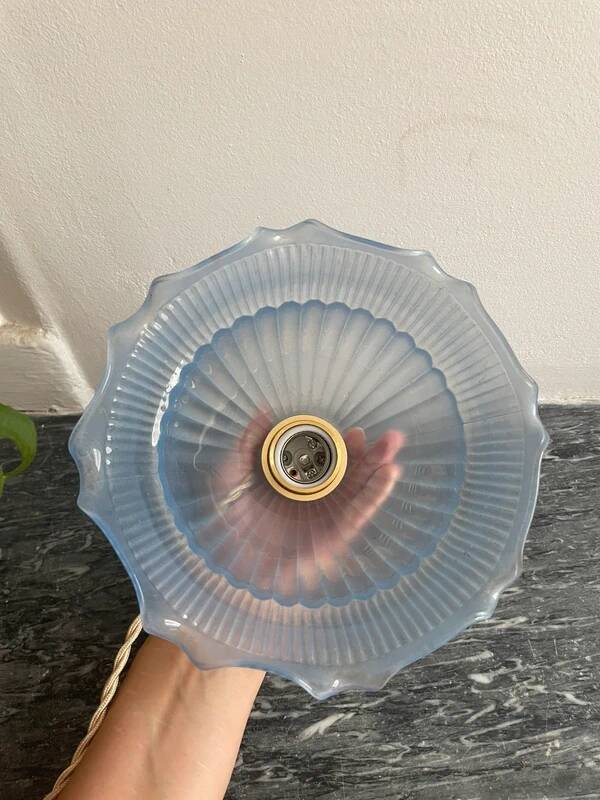 Frosted blue glass suspension vintage cottage style