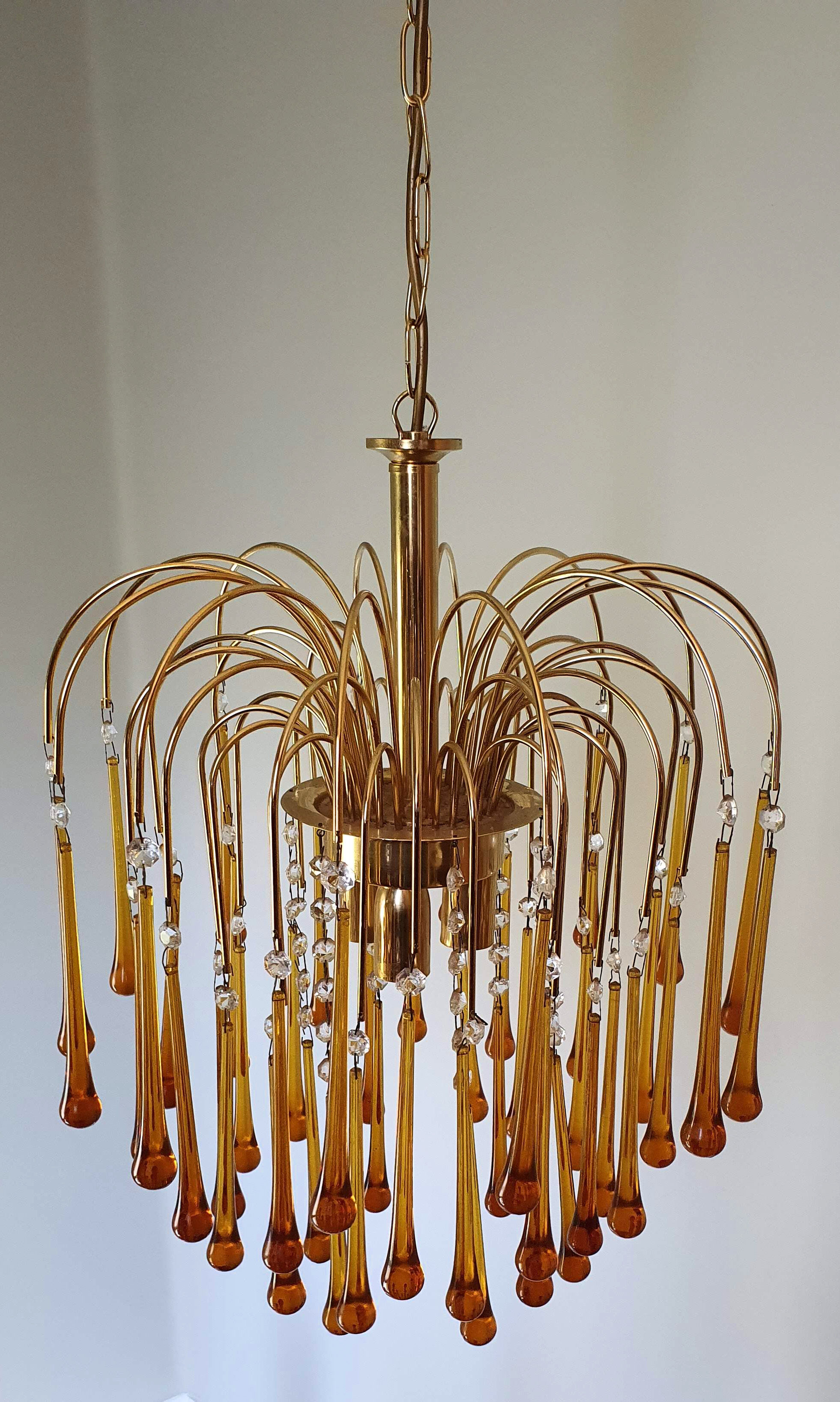 Orange water drop chandelier 70s