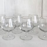 Set of 6 small armagnac glasses with golden rim