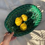 Green woven ceramic basket