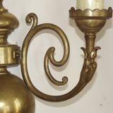 Large Pair of French Vintage Brass Empire Wall Lights with Swan Detail and Glass Shades 4884