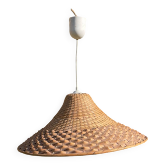 Vintage 1970s woven rattan pendant light
