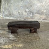 Small stool, black solid teak accent stool wabi-sabi L30 W8.5 H6.