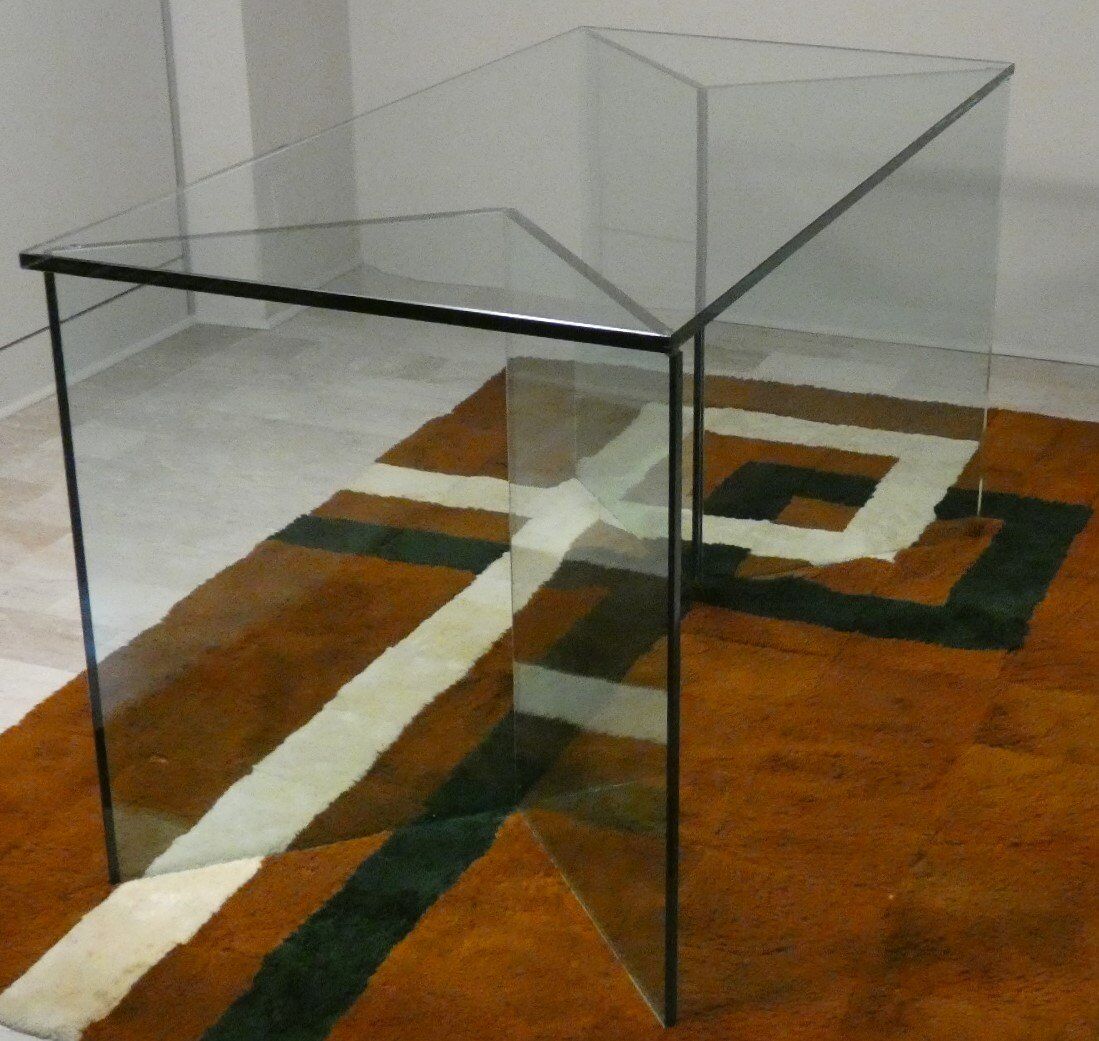 Bacco desk in transparent glass attributed to Tonelli, Italy, 1980s.