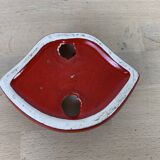 Empty pocket ashtray mouth ceramic red pop