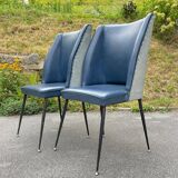 Set of blue dining chairs, Italy, 1950s
