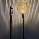 Lampe de table à poser avec un abat-jour ancien en verre doré