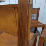 4 elm and leather chairs 1950