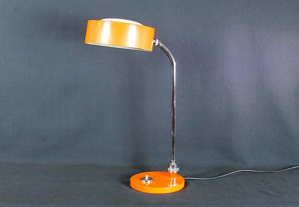 Jumo, Lampe de bureau industrielle moderne, Couleur orange originale, France