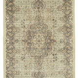 Tapis beige oriental handmade vintage 1980s 163 cm x 283 cm