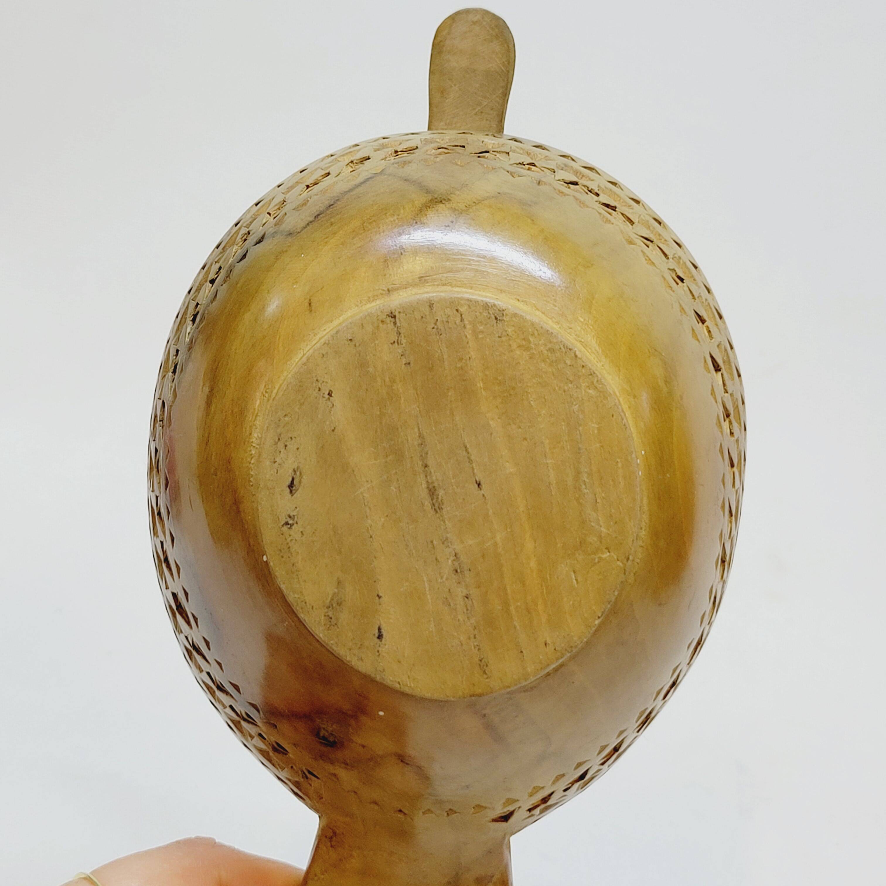 Scandinavian Duck Shaped Carved Wooden Bowl Folk Art