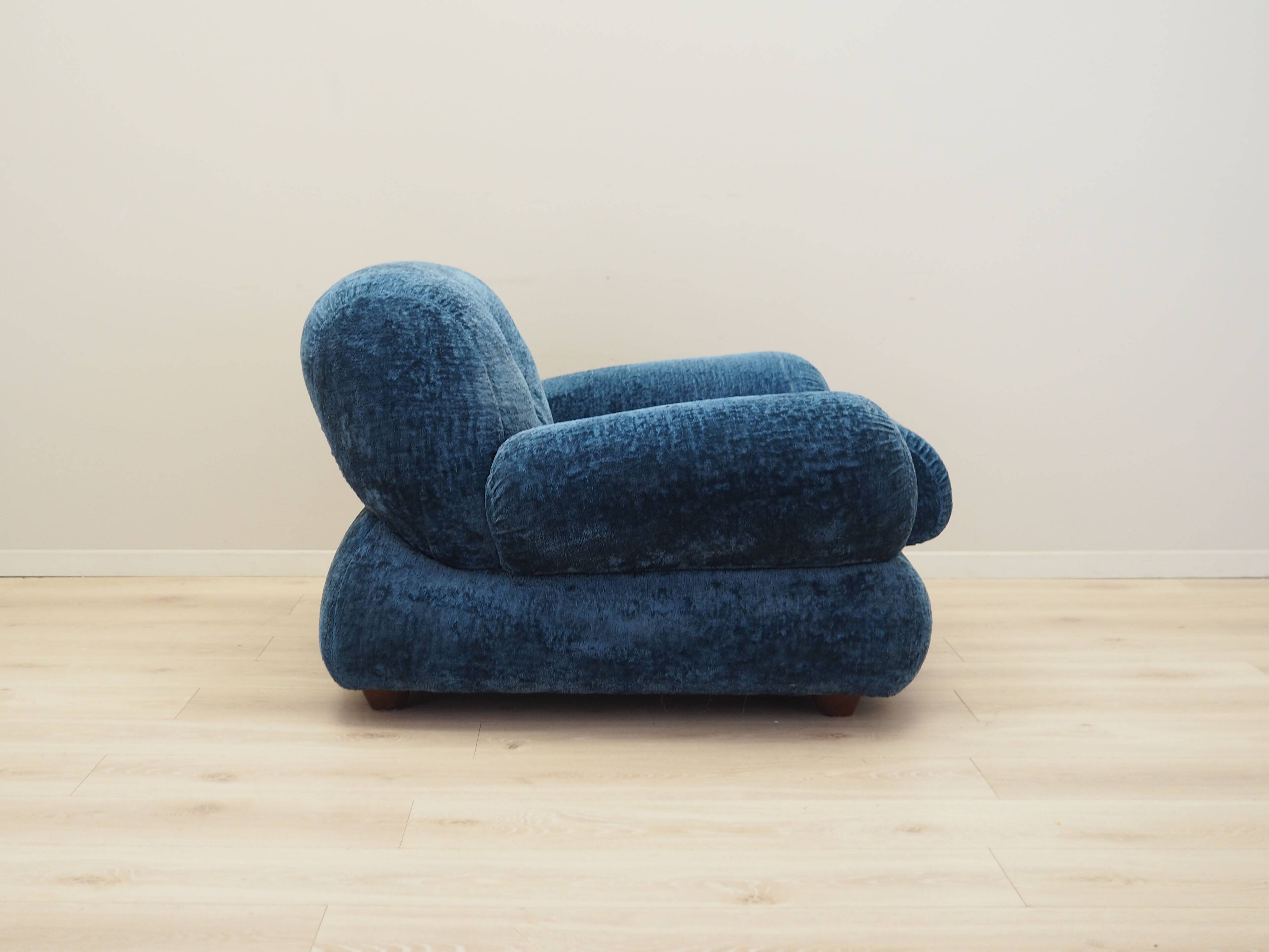 Blue armchair, Italian design, 1970s, production: Italy