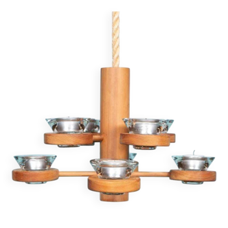 Bohemian chandelier, vintage Nordic pine