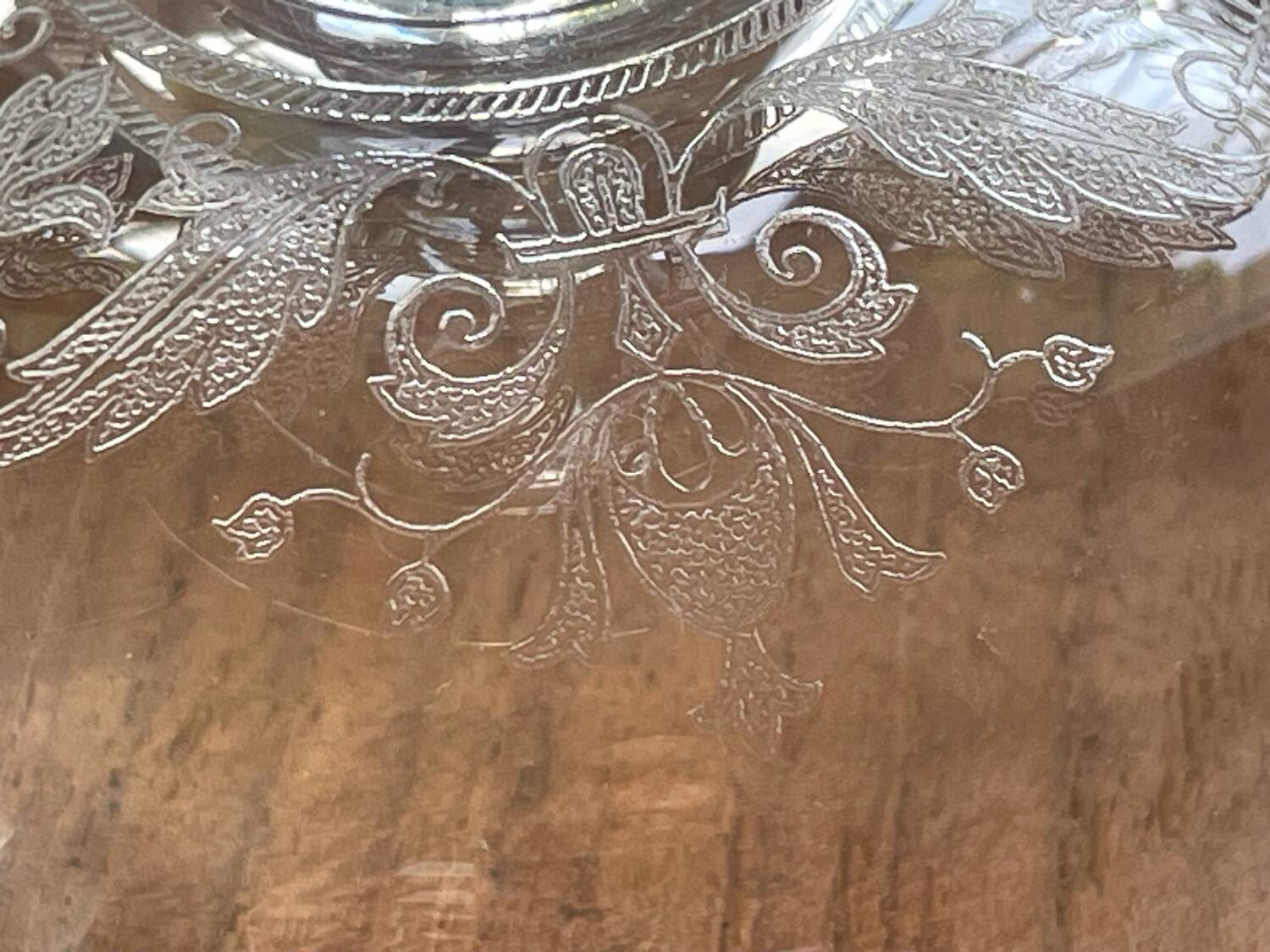 6 Mismatched Engraved Champagne Glasses