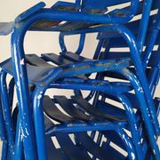 14 blue metal bistro chairs