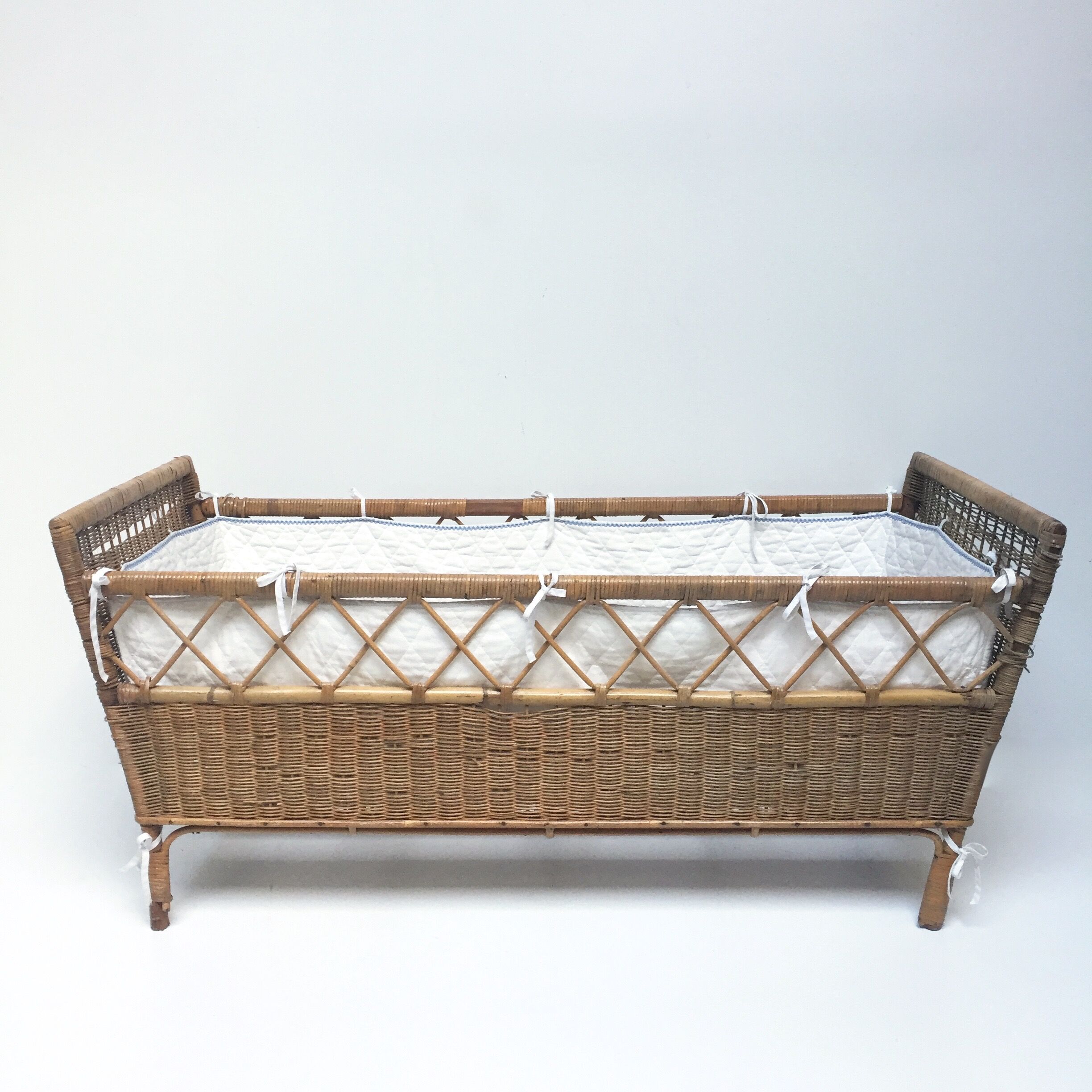 Vintage rattan and wicker bed