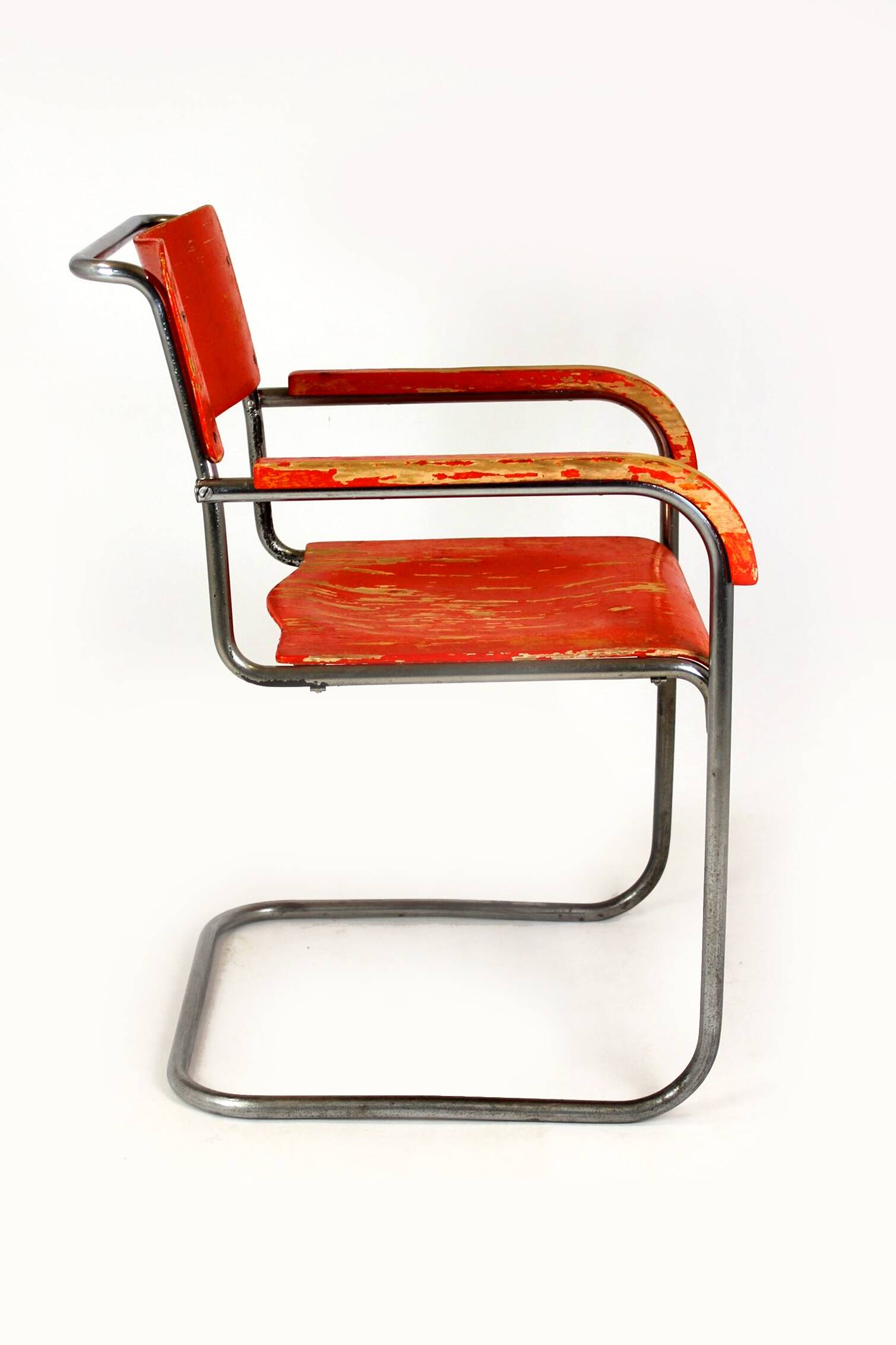 Bauhaus FN 74 Cantilever Chair in Plywood and Chrome by H.J. Hagemann, 1930s