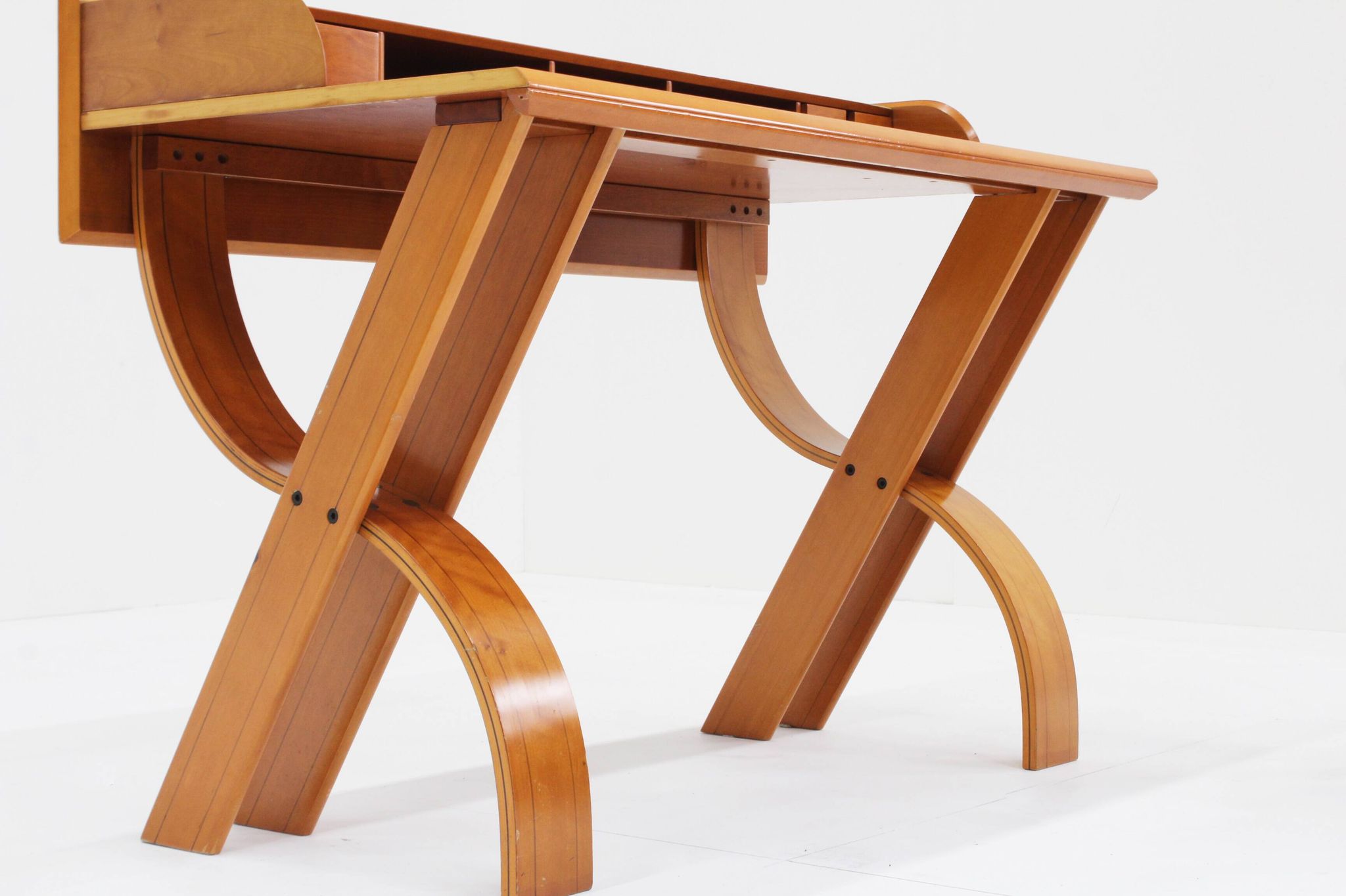 Vintage Italian wooden desk and chair 1970s