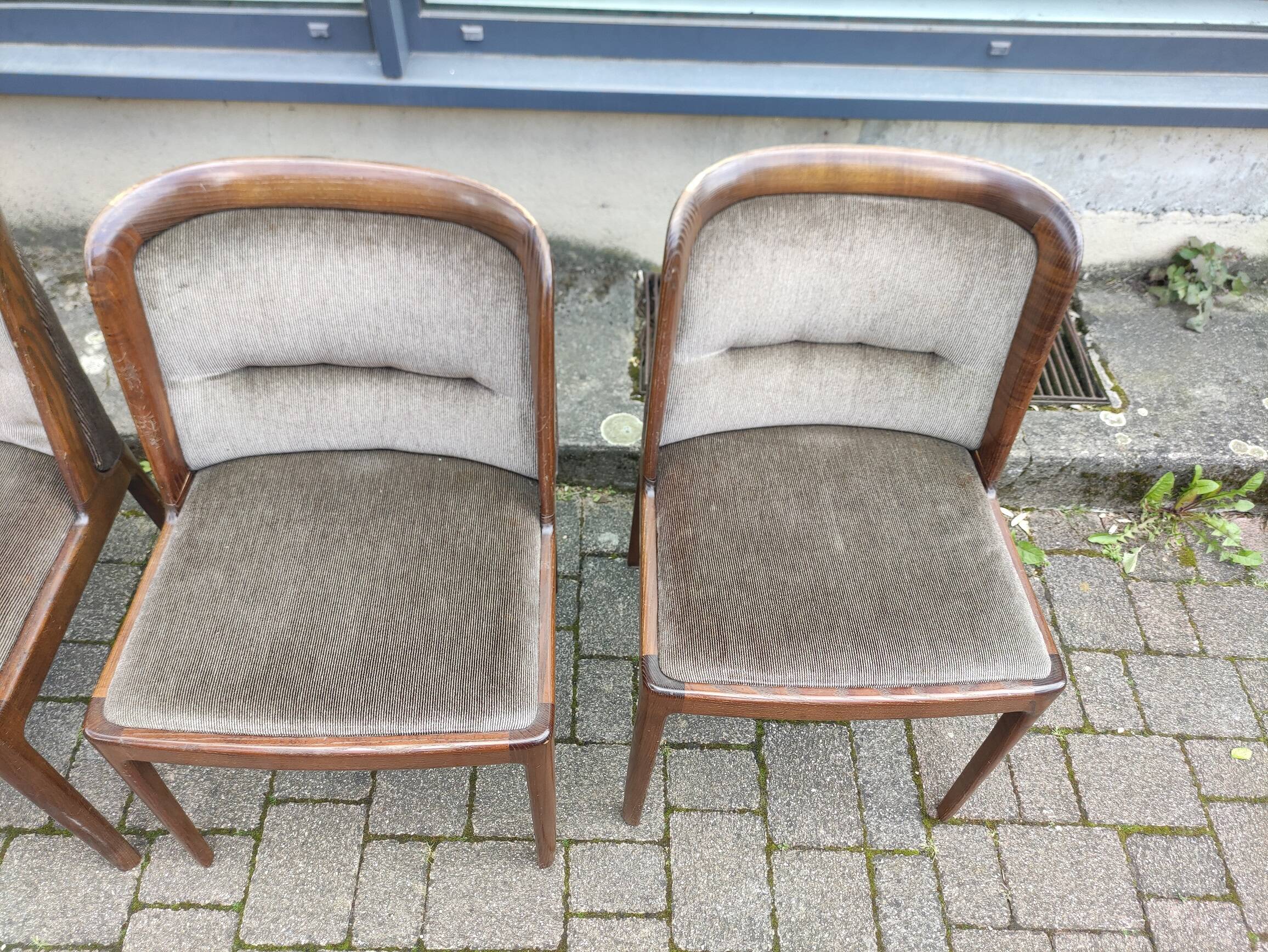 Set of 4 Dining Room Chairs - Dark Wood - Fabric - Scandinavian