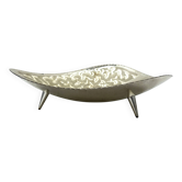 Vintage plated plate on leaf-shaped legs, silver-plated, Germany, 1970s.