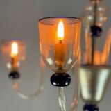 Venetian chandelier in gold and dark blue Murano glass, 5 light arms, circa 1960