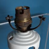 Pair of Art Nouveau 1900 frosted glass ceiling lights and their base