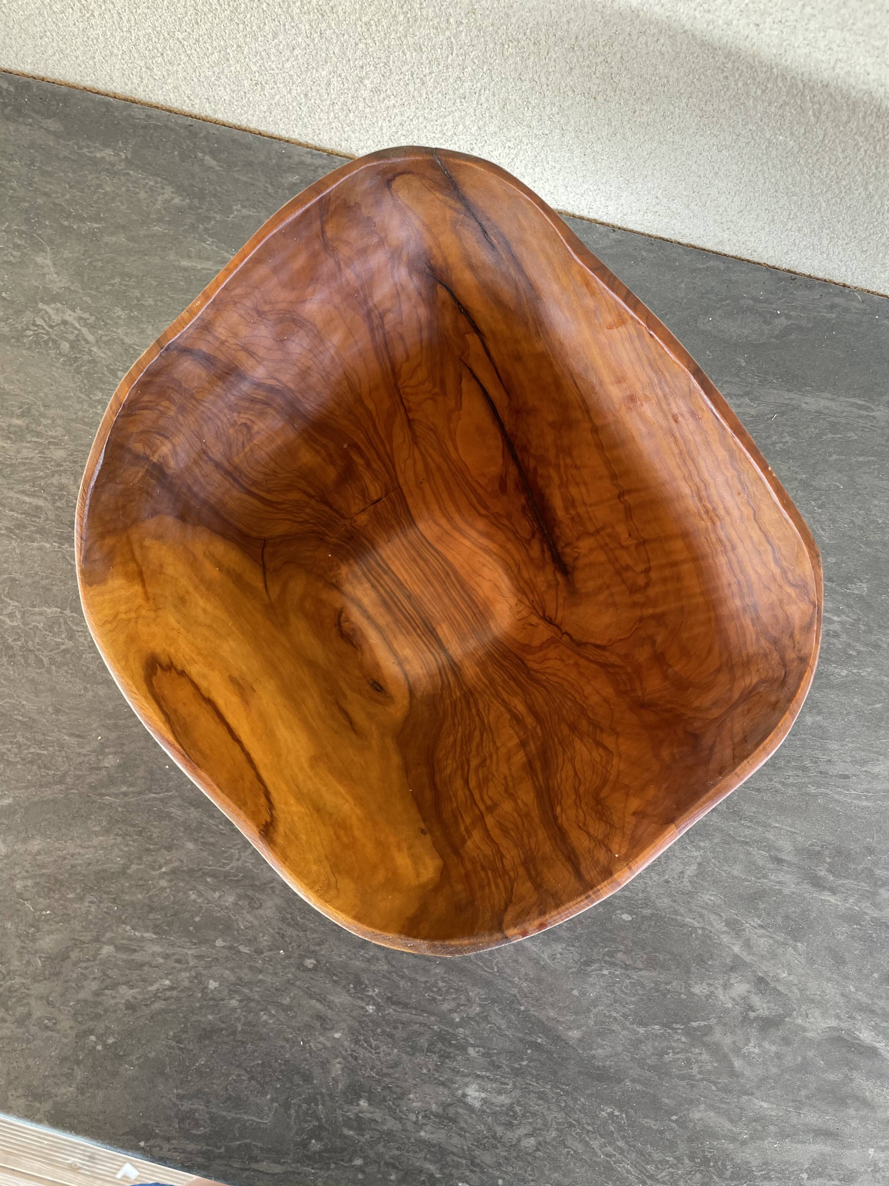 Vintage salad maker signed in Scandinavian Olive Wood