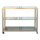 Console Ottone e vetro con ruote Italia Anni '70