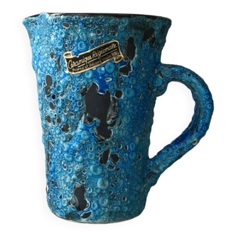 Glacier enamelled ceramic pitcher 60s'