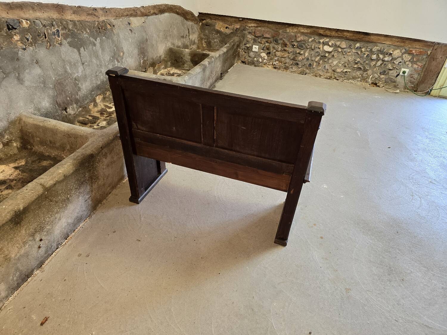 Small 19th century church chest bench in solid oak