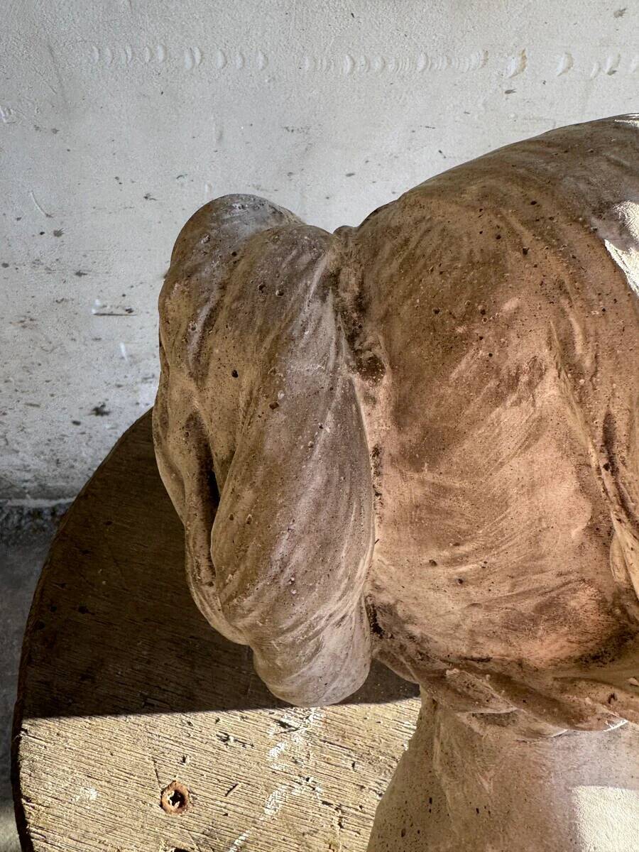 Beige plaster wall bust by Walter De Buck — figurative expressionist female head, wall-mounted