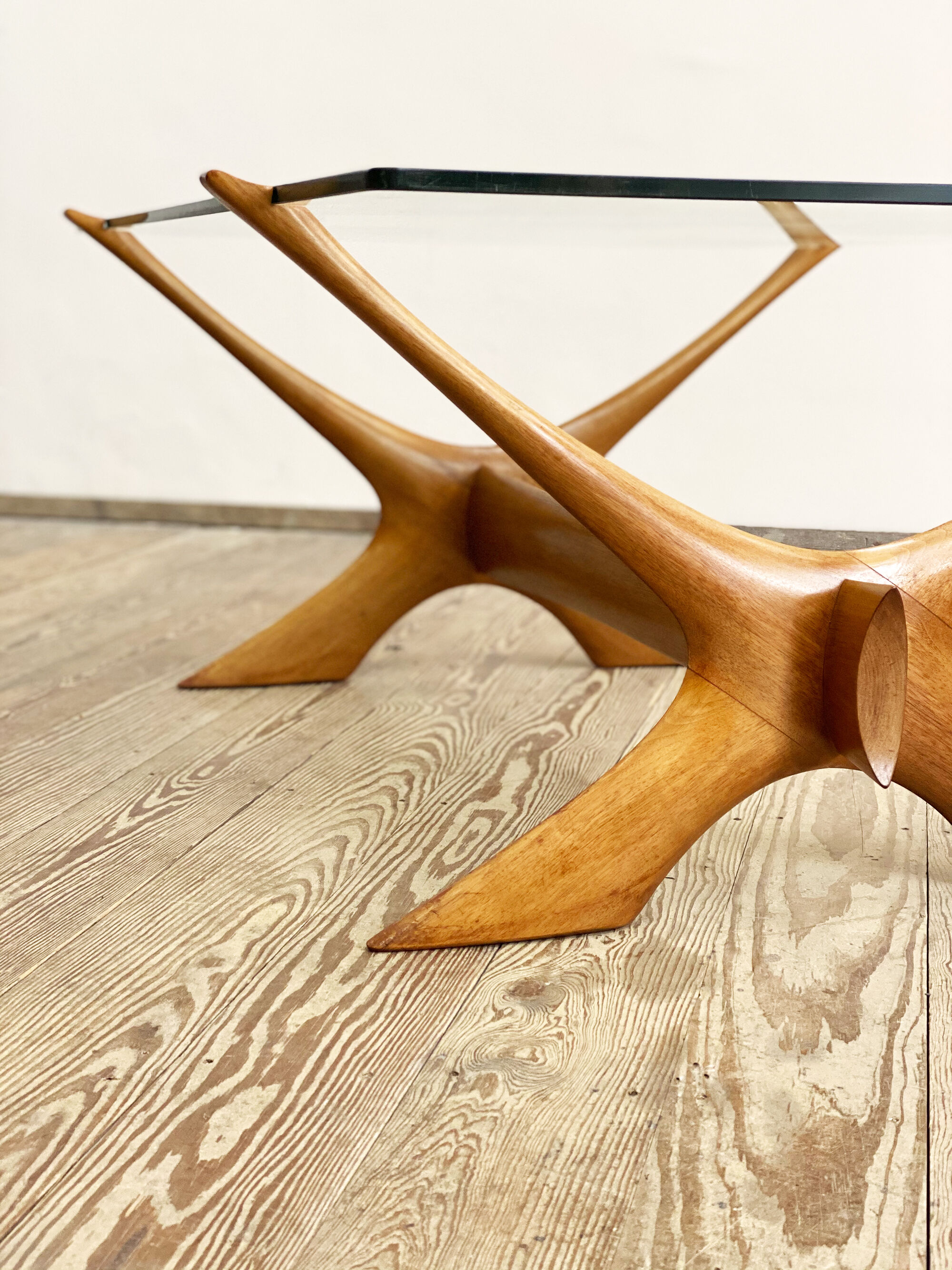 Scandinavian mahogany and glas coffee table by Illum Wikkelso for CF Christiansen Silkeborg, 1960s