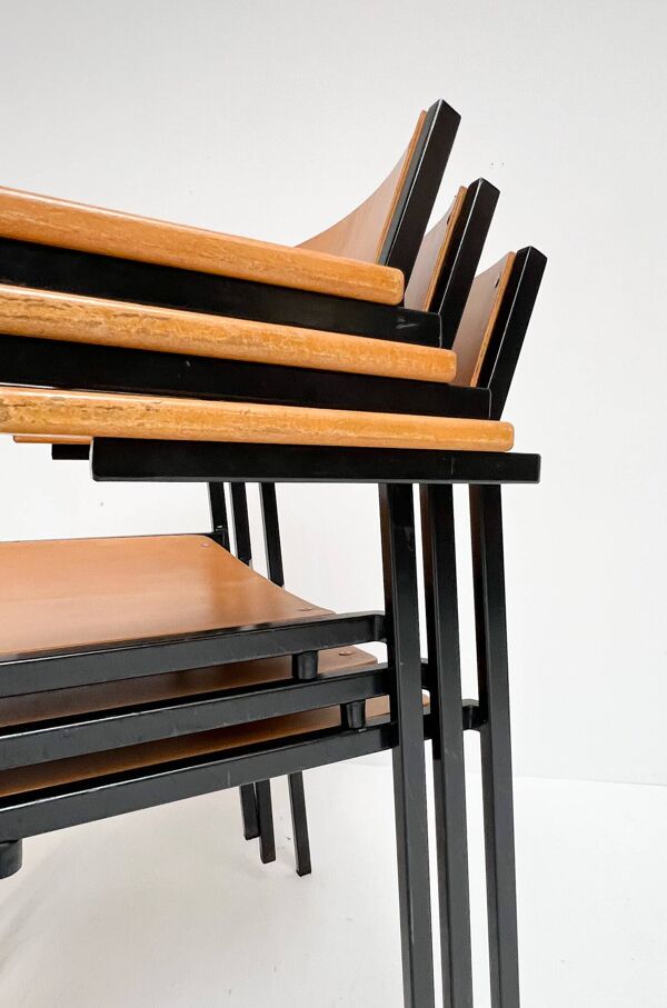 6 chaises empilables par Gijs van der Sluis, 1970