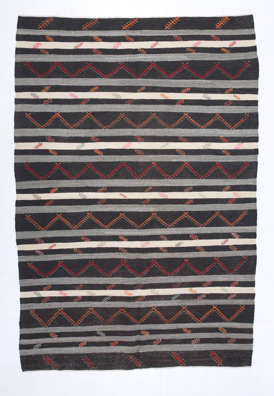 7x10 Contemporary Striped Kilim Area Rug, 204x300Cm