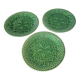 3 dessert plates from the 19th century Salins with a green vine leaf pattern.