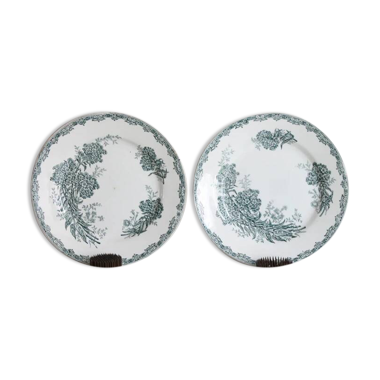 Antique flower plates DAISY St Amand x 2