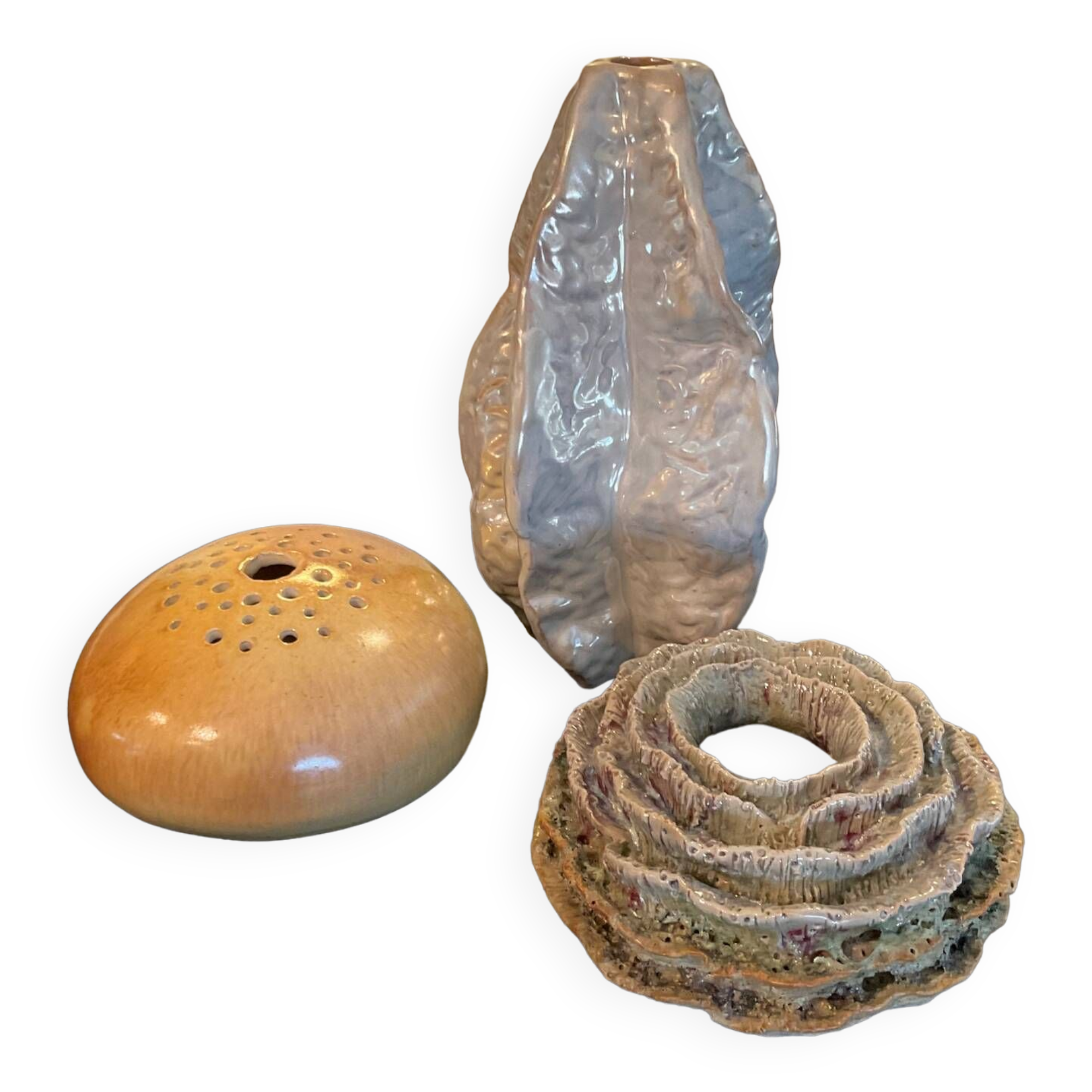 Trio de vases vintage de formes organiques
