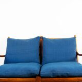 Danish 2-seater sofa in mahogany and cane by Ole Wanscher, 1960.