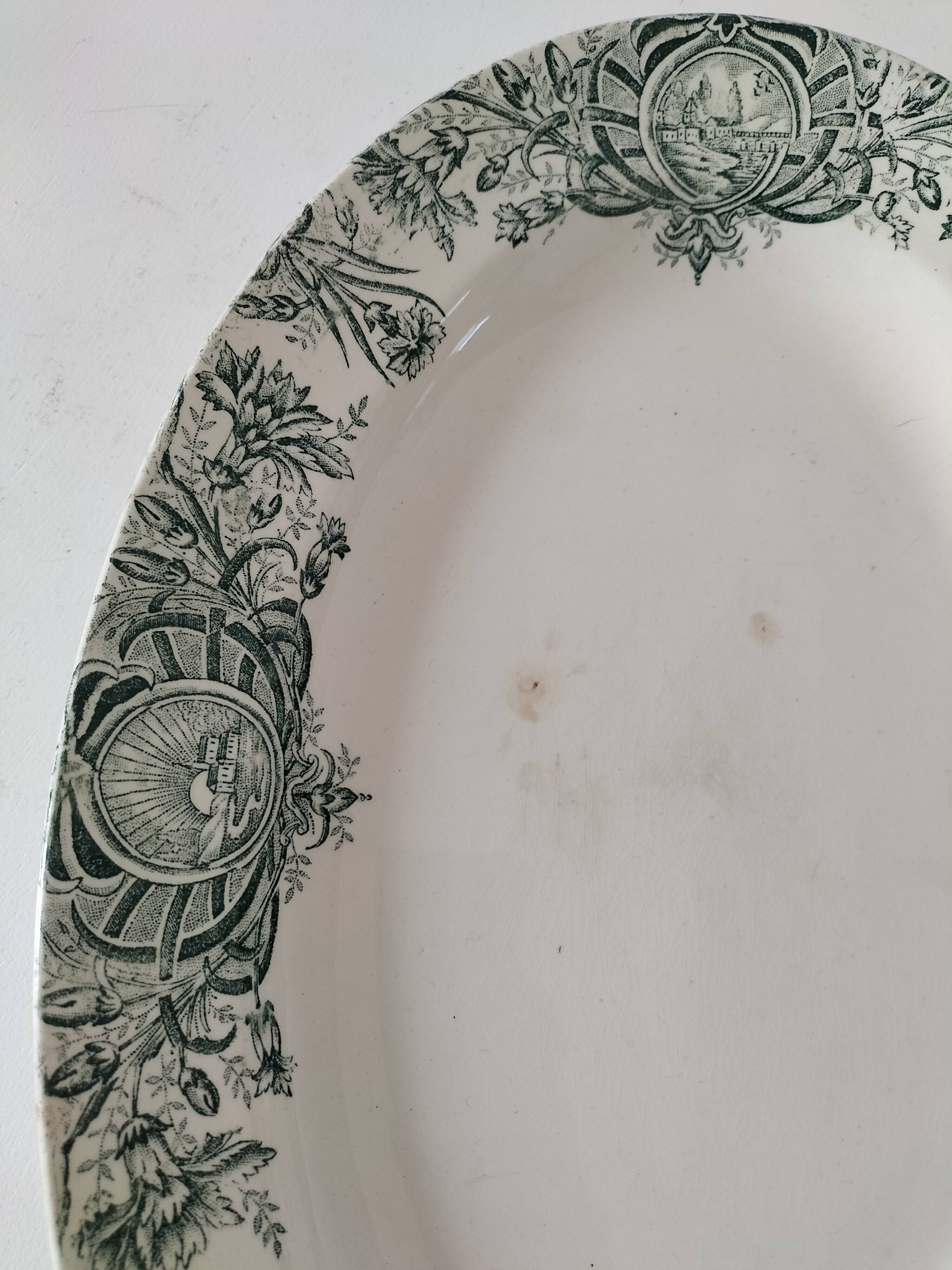 Plata oval iron earth A. Lebacqz & M. Bouchart St Amand Persian model